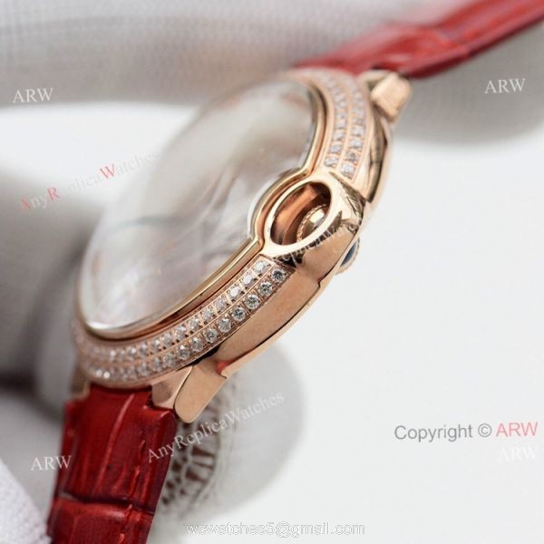 Swiss Quality Replica Cartier Ballon Bleu 36mm Rose Gold Diamond Bezel White Mop Dial Automatic Watch 2