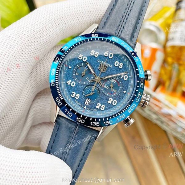 New Tag Heuer Carrera Blue Dial 44mm Tag Heuer Carrera Porsche Chronograph Special Edition Replica Watches 2