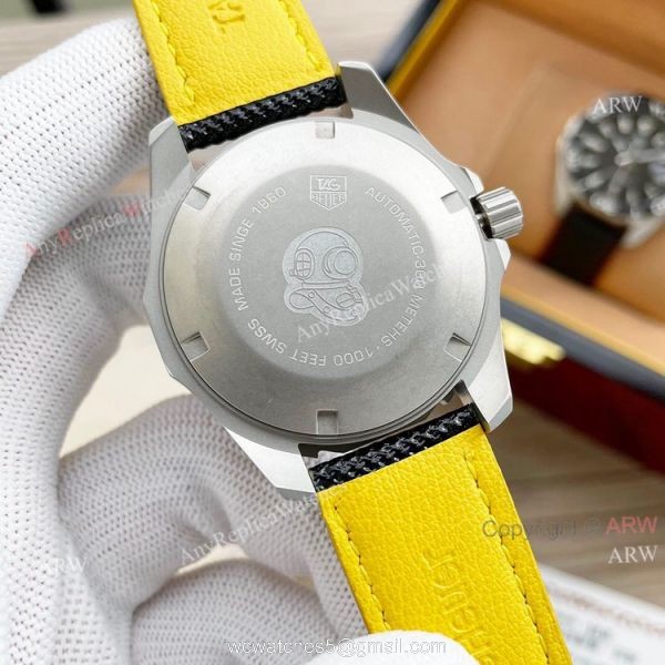High Copy Tag Heuer Aquaracer Calibre 5 Automatic Watch 44mm White Face Black Leather Strap 2