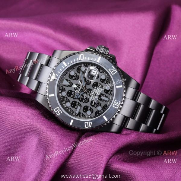 2021! Swiss Rplica Rolex Submariner Blaken Skull Cal.2824 DLC Steel Ceramic Bezel 40mm 2