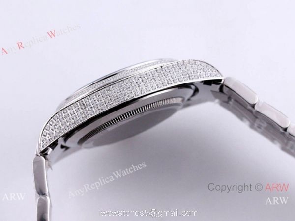 Swiss Quality Copy Rolex Iced Out Oyster Perpetual 41 Watch Candy Pink Dial Mingzhu Movement 2