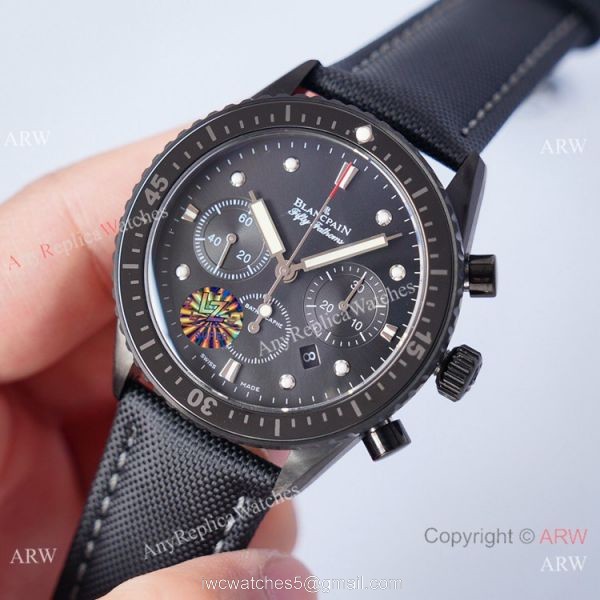 2021 Swiss Copy Blancpain Fifty Fathoms Bathyscaphe Chronographe Flyback Watch All Black 2