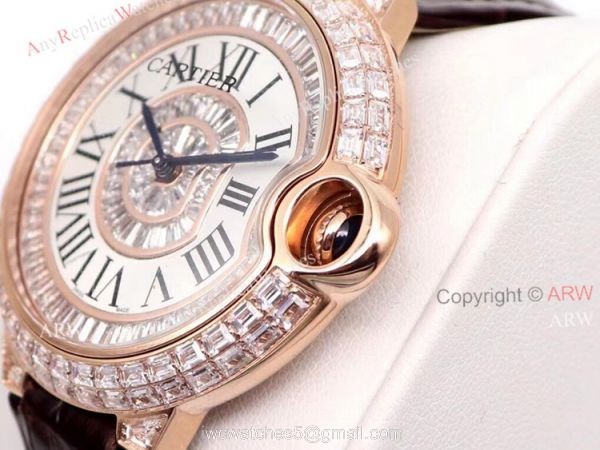 Best Replica 42mm Cartier Ballon Bleu Rose Gold Watch With Diamonds 2