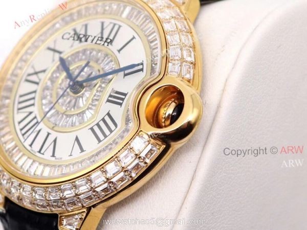 Replica Cartier Ballon Bleu 42mm Gold Watch With Diamonds 2