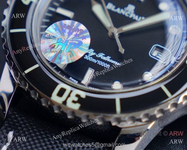JH Blancpain Fifty Fathoms Swiss Watch Black Dial Black Bezel 2