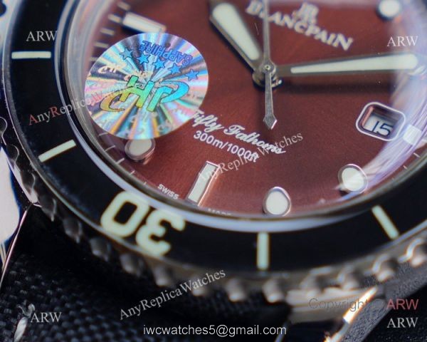 JH Replica Blancpain Fifty Fathoms Swiss Watch Stainless Steel Chocolate Dial 45mm 2