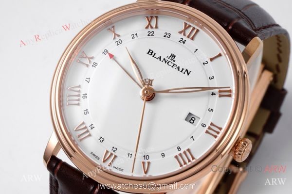 New Swiss Grade Blancpain Villeret Gmt Date 6662-1127-55 Rose Gold Watch 40mm 2