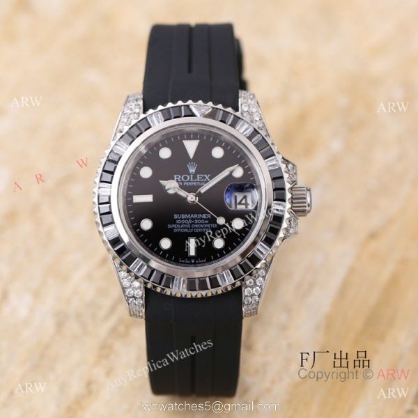 Swiss Quality Rolex Submariner Citizen 8215 Watch Black Dial Rubber B Strap 2