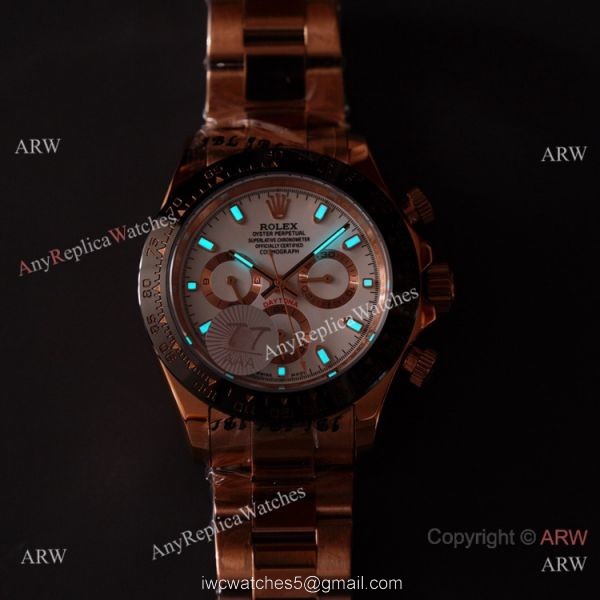 New 2021! Swiss Replica Rolex Daytona 40 Watch All Rose Gold and White Dial 2