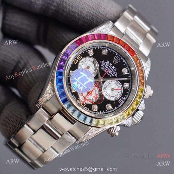 Swiss Quality Copy Rolex Daytona Rainbow Watch 40mm Stainless Steel 2