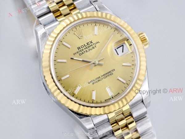 1:1 Superclone EW Factory New Rolex Datejust Gold Dial Jubilee Watch 31mm 2