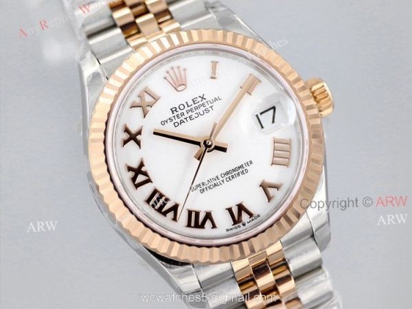 1:1 Best White Face Rolex Datejust Rose Gold Jubilee Replica Watch From EW Factory 2