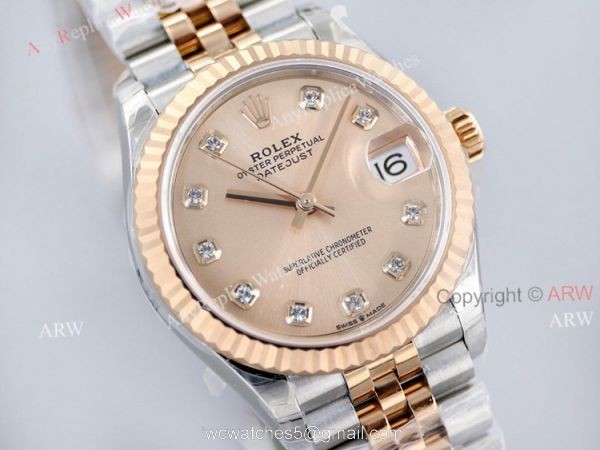 1:1 EW Factory Rolex Datejust 31 Rose Gold Dial With Diamonds Swiss Clone Watches 2