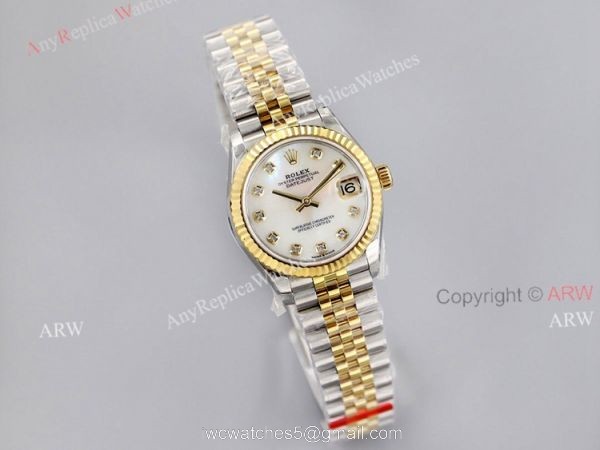 (EWF) 1:1 Rolex 31mm Datejust Two Tone White Mop Dial With Diamond Markers Replica Watch 2