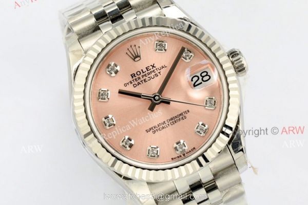 EWF Rolex Oyster Perpetual Datejust 31 Pink Face with diamonds Swiss Super Clone Watch 2