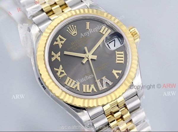 (EWF) 1:1 Rolex Two Tone Datejust 31 Grey Face Jubilee Watch High End Replica 2