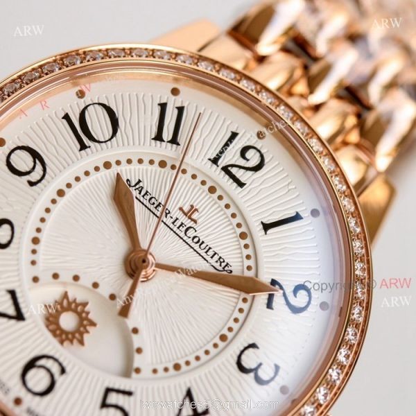 Jaeger-Lecoultre Rendez-Vous Night Day White Face with Black Arabic Markers Rose Gold Watch Replica 2