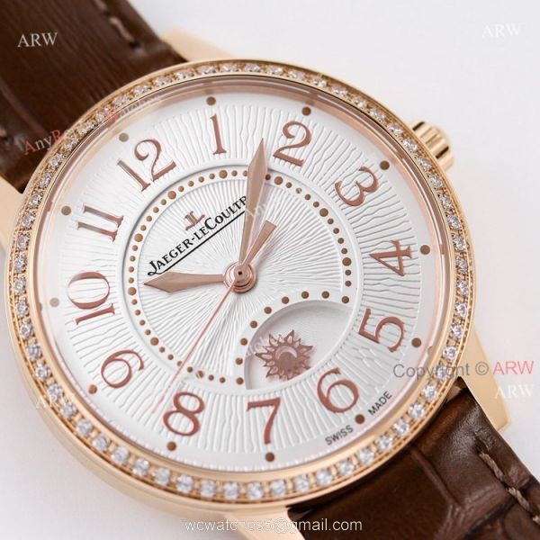 GF facytory 34mm Jaeger Lecoultre Rendez-Vous Rose Gold White Face Swiss Knockoff Watch 2