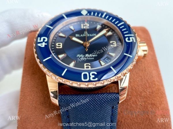 Best Copy Blancpain Fifty Fathoms Rose Gold Watch Citizen 8215 Movement 2