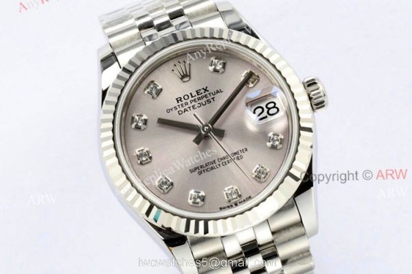 1:1 Fake EW Factory Rolex Datejust 31 Silver Face Watch With Diamond Markers 2