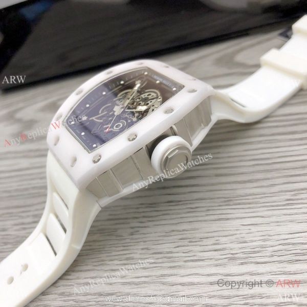 RM Factory Richard Mille RM055 White Ceramic Watch White Rubber Strap 2
