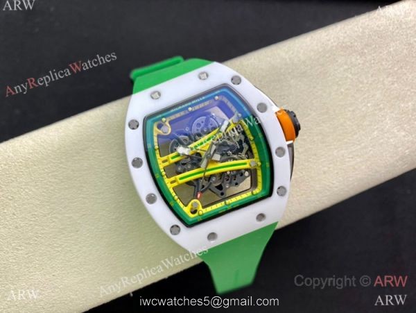 Super Clone Richard Mille Rm 59-01 Yohan Blake Tourbillon Watch White CeramicGreen Rubber Strap 2
