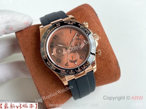 Copy Rolex Daytona A7750 Oysterflex Watch White Dial Rose Gold 2