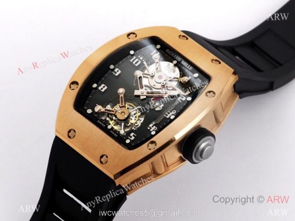Super Clone Richard Mille RM001 Real Tourbillon Rose Gold Watch JB Factory 2