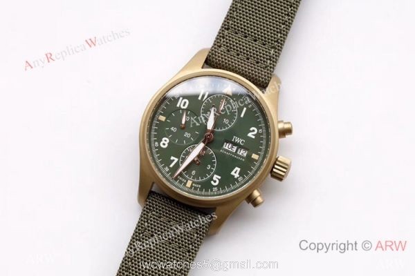 ZF Factory IWC Pilots 7750 Chronograph Spitfire Bronze Military Green Watch 2