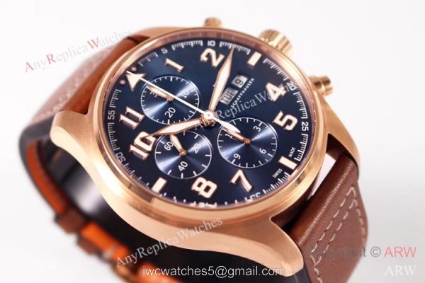 ZF Factory V2 IWC Pilots Chronograph IWC3777 Rose Gold Case Bucherer Blue Dial 2