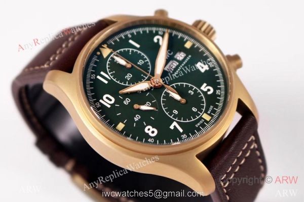 ZF Factory V2 IWC Pilots Chronograph IWC3777 Bronze Case Military Green Dial 2