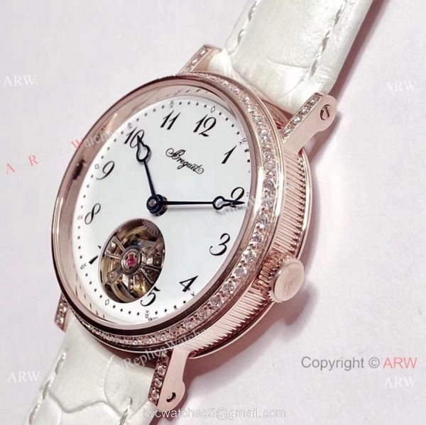 New Copy Breguet Classique Flying Tourbillon Diamond Rose Gold Watch 32mm 2