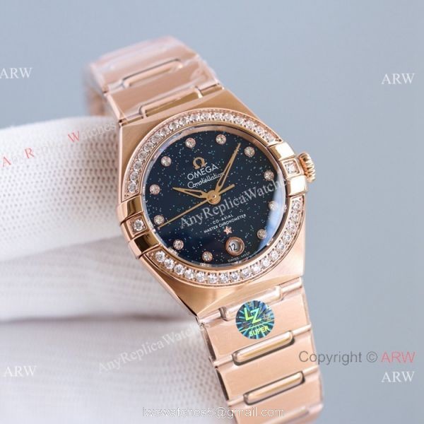 Swiss Copy Omega Constellation 8700 Automatic Watch 29mm Rose Gold Diamond 2