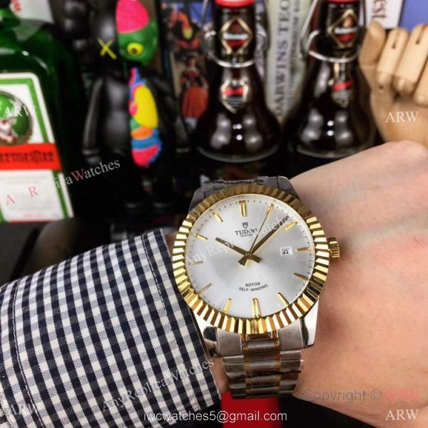 Tudor Geneve m12510 Copy Watches Two Tone Champagne Dial 2