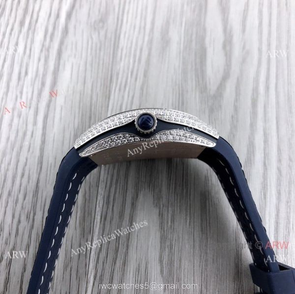 New Copy Franck Muller Vanguard Lady V32 Iced Out Blue Watch Swiss Quartz 2