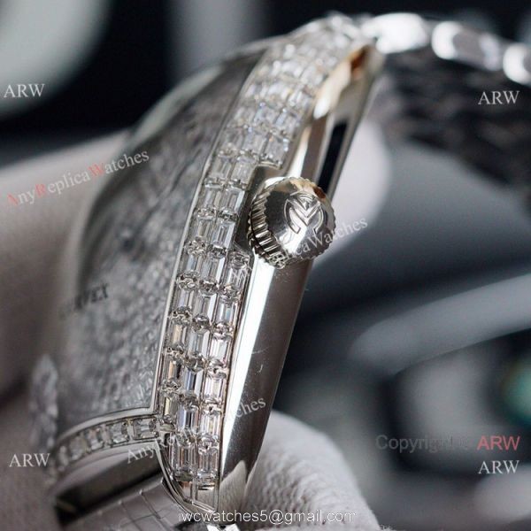 Iced Out Franck Muller Cintree Curvex Rose Gold Watch 43mm 2
