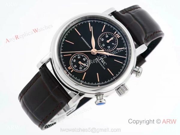 Swiss Replica IWC Portofino 7750 Chronograph 39mm Watch Black 2
