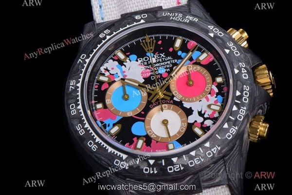 NEW! Super Clone Rolex DIW Daytona Carbon Motley Wrist Yellow Gold Crown TW Factory 7750 2