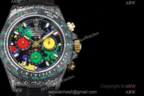 NEW! TW Factory Rolex Daytona DIW Motley Watch NTPT Carbon Black Fabric Leather Strap 2