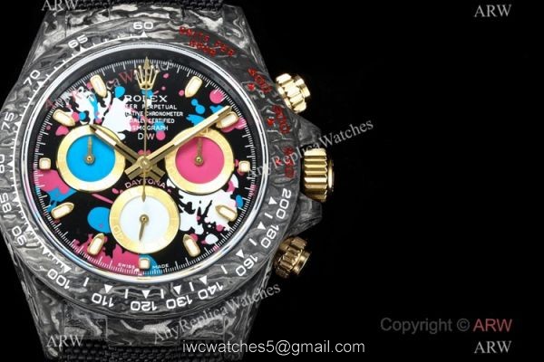 NEW! TW Factory Rolex DIW Daytona 7750 Watch NTPT Carbon Motley Dial Gold Crown 2