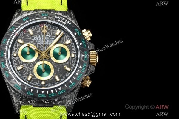 NEW! TW Factory Rolex DIW Cosmograph NTPT Carbon Daytona 7750 Watch Fluorescent Green Fabric Strap 2