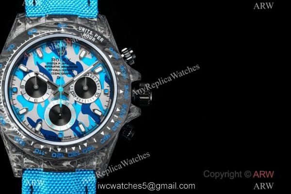 NEW! TW Factory 1-1 Rolex DIW NTPT Carbon Daytona Watch 7750 Chronograph Blue Fabric Leather Band 2