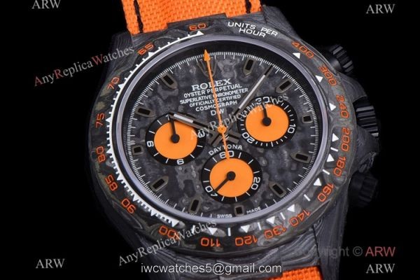 NEW! TW Super Clone Rolex DIW Daytona 7750 Watch 40mm Carbon Orange Fabric Leather Strap 2