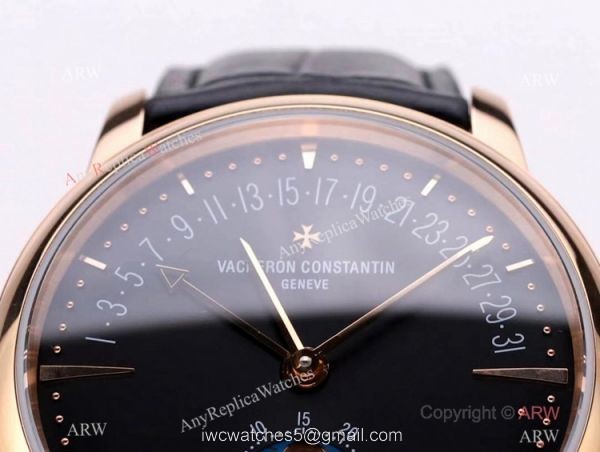 2021 New! Swiss Vacheron Constantin MoonPhase Retrograde Date Watch Rose Gold 2