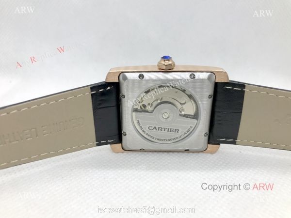 Clone Cartier Tank Automatic Rose Gold White Dial Watch Men 2