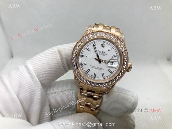 Swiss 2836 Rolex Pearlmaster Rose Gold 34mm Replica Watch 2