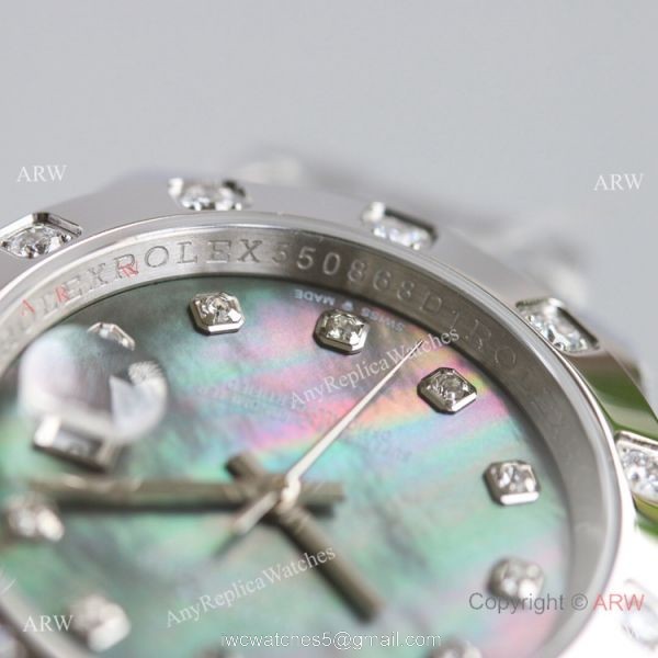 Swiss Replica Rolex Datejust Pearlmaster 81319 Watch Black Mother-Of-Pearl Stainless Steel 34mm 2