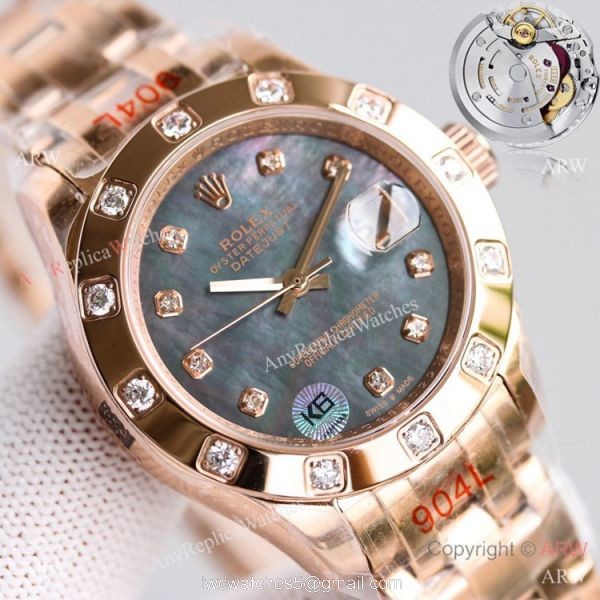 Swiss Replica Rolex Datejust Pearlmaster Swiss 2836 Watch Rose Gold 34mm 2
