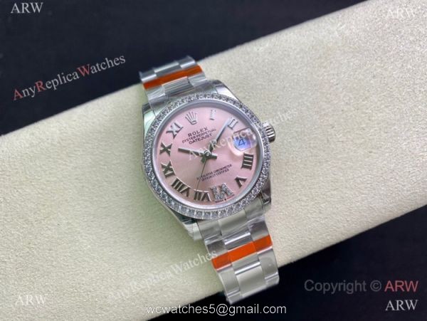 Swiss Grade Rolex Datejust Ss Oyster 31mm Watch Pink Dial TW Swiss 2836 Movement 2