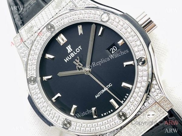 HB Factory V3 Hublot Classic Fusion Swiss Hub1213 Watch Iced Out Black Dial Super Clone 2
